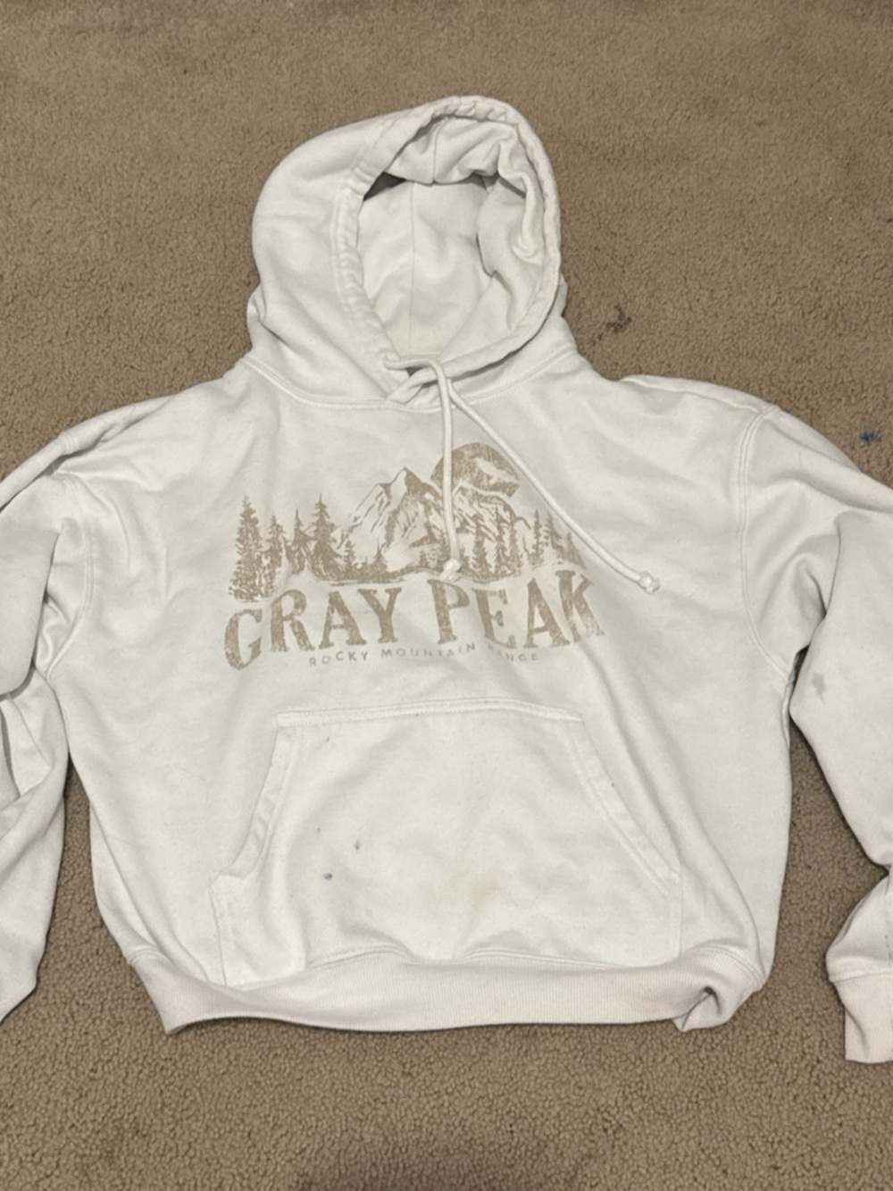Ardene White Crewneck Hoodie with Beige Mountain Graphic